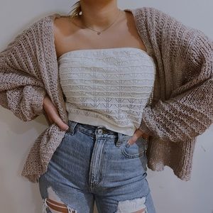 light pink knitted cardigan